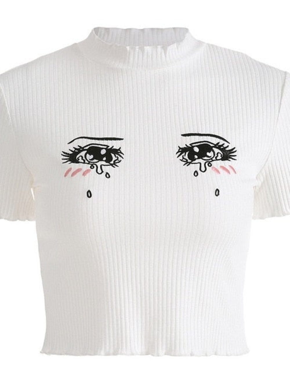Harajuku You Made Her Cry Embroidered Crop Top